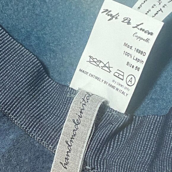 Rafi De Luca Wearable Art To Wear Made in Italy Lapin Fur Hat Blue Gray Tie Dye - Picture 9 of 13